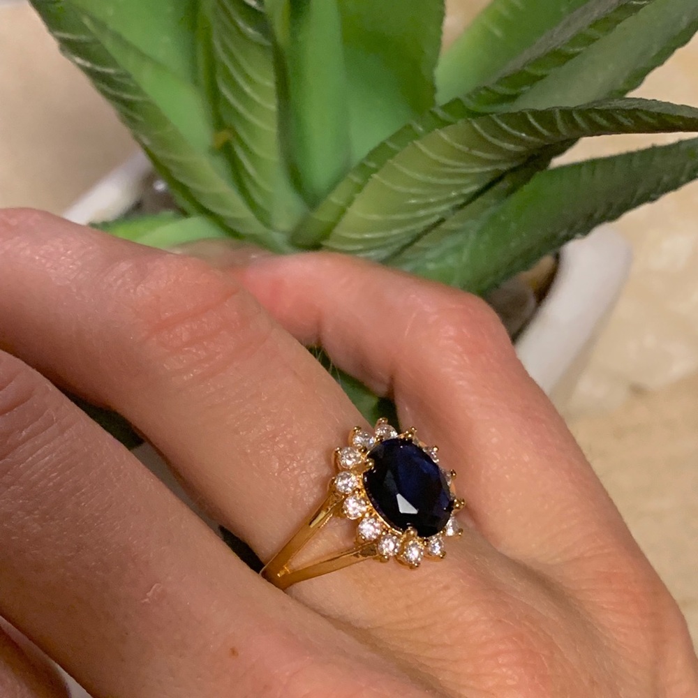 Stunning blue sapphire floral ring - Picture 6 of 8